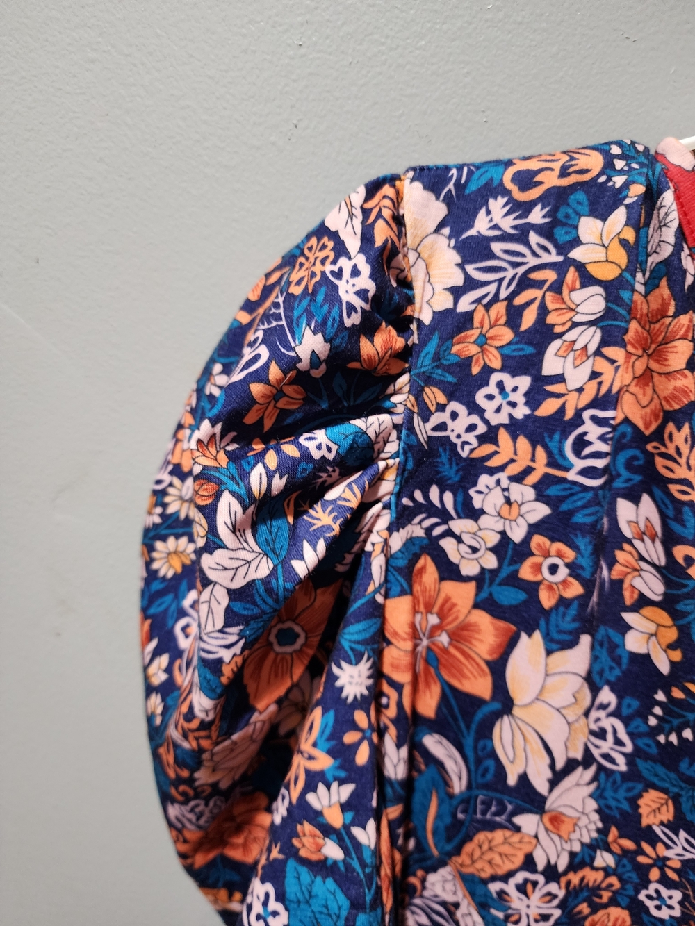 Floral Women’s Blouse - Navy & Coral - Picture 5 of 7